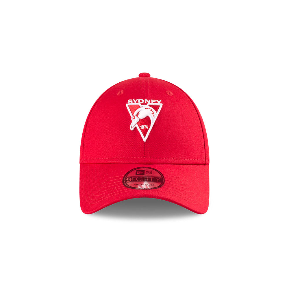 Sydney Swans Youth Hat - AFL 2025 Badged Red OTC 9Forty Kids Strapback Cap - New Era